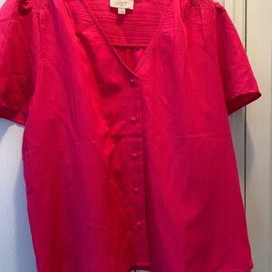 LOFT Women's Pink Button-Down Top